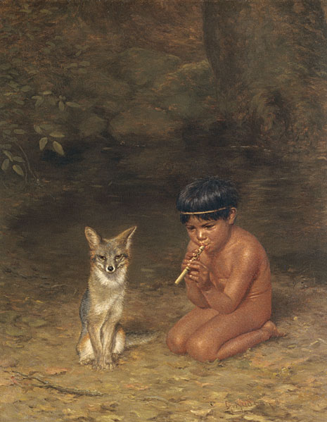 Boy with Fox, , Grace Hudson