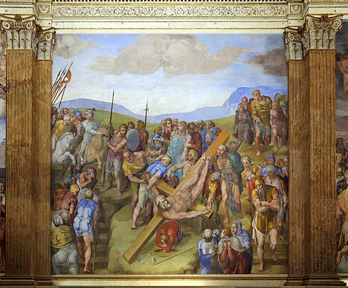 The Crucifixion of Saint Peter, 1540, Michelangelo