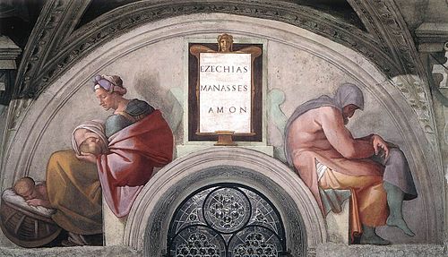 Hezekiah, Manasseh and Amon, 1508, Michelangelo