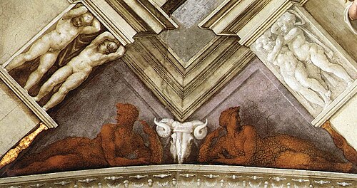 Sistine Chapel ceiling - Bronze nudes, , Michelangelo