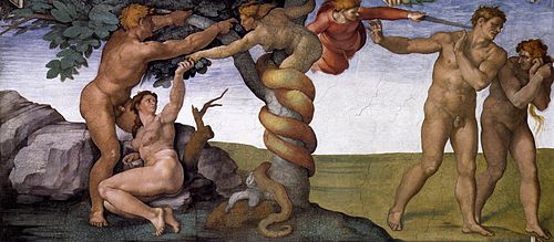 The Fall and Expulsion from Paradise, 1510, Michelangelo