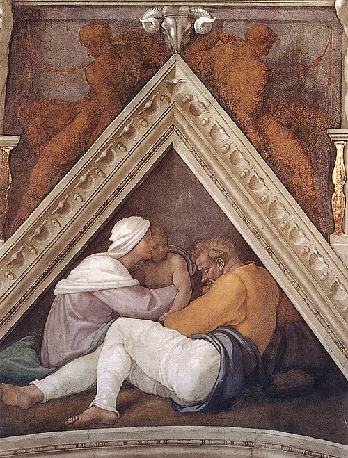 The Ancestors of Christ: Josias, Jeconiah and Shealtiel, 1508, Michelangelo