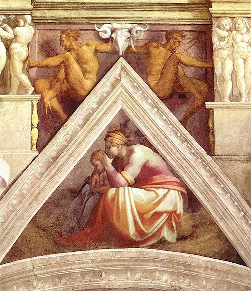 The Ancestors of Christ: Rehoboam and Abijah, 1511, Michelangelo