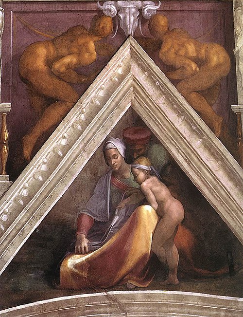 The Ancestors of Christ: Salmon, Boaz and Obed, 1511, Michelangelo