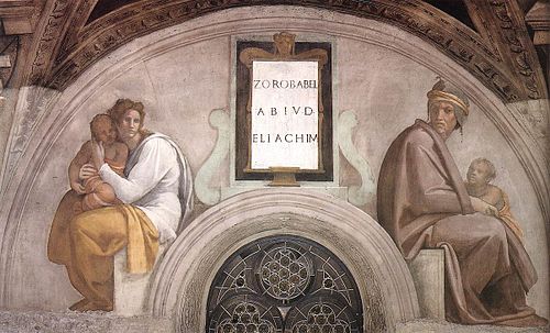 Zorobabel, Abioud et Éliakim, 1508, Michel-Ange Buronarroti