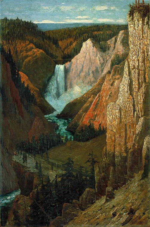 View of the Lower Falls, Grand Canyon of the Yellowstone, 1890, Grafton Tyler Brown
