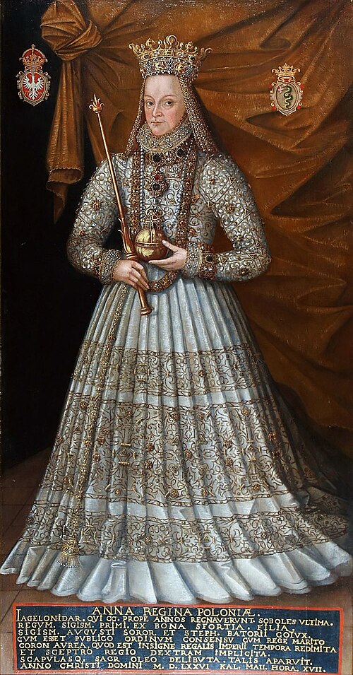 Portrait of Anna Jagiellon in coronation robes., 1576, Martin Kober