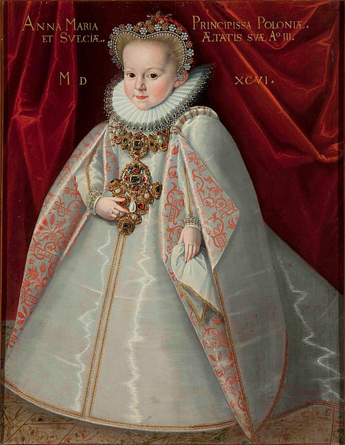 Portrait of Anna Maria Vasa (1593–1600), daughter of King Sigismund III of Poland., 1596, Martin Kober