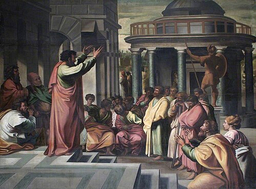St Paul preaching at Athens, , Raphaël