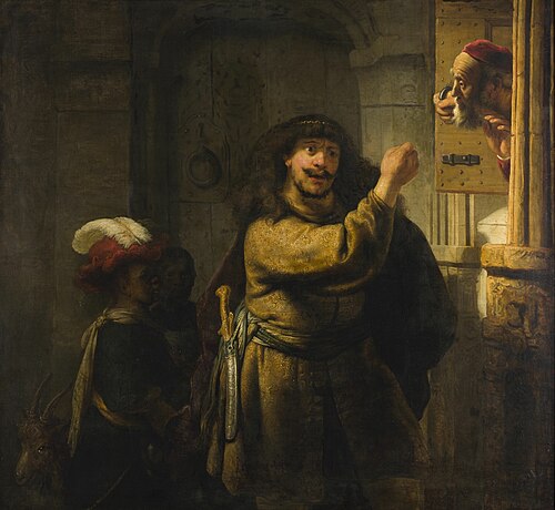 Samson threatening his father in law, 1635, Rembrandt