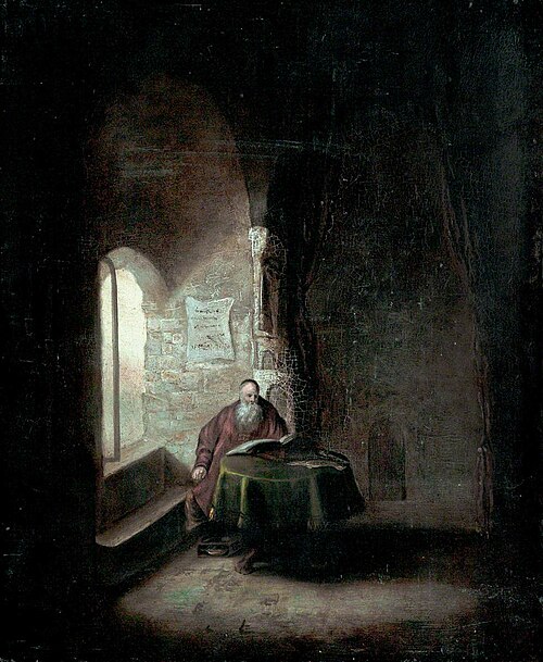 Old Scholar in a Vaulted Chamber, , Rembrandt