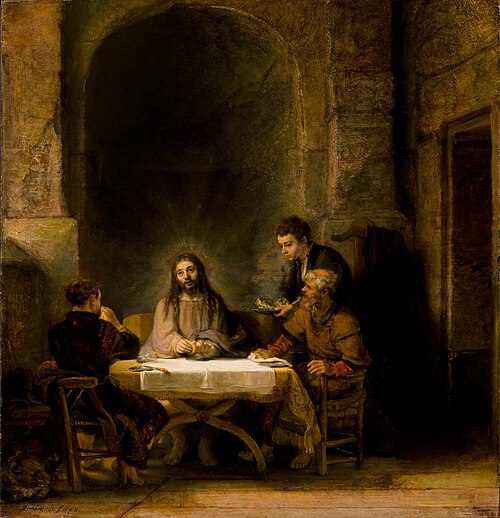 Le Christ se révélant aux pèlerins d'Emmaüs, 1648, Rembrandt
