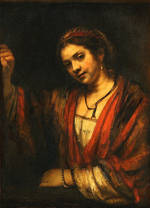 Young woman at the open top door, 1655, Rembrandt