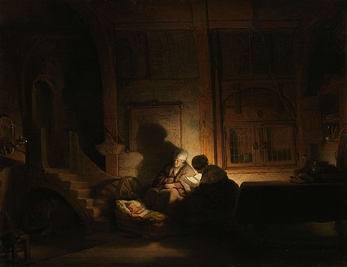 The holy family at night, 1645, Rembrandt