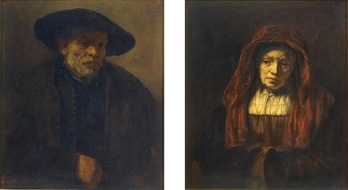 Pendant portraits of an old man and an old woman, 1654, Rembrandt