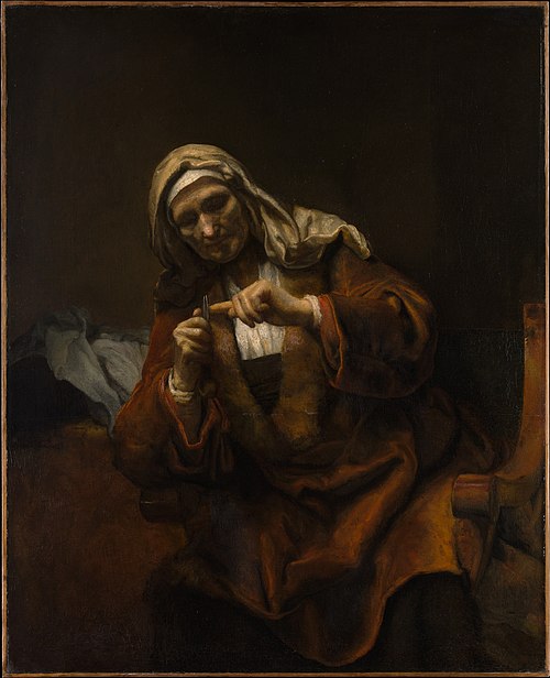Old Woman Cutting Her Nails, 1650, Rembrandt