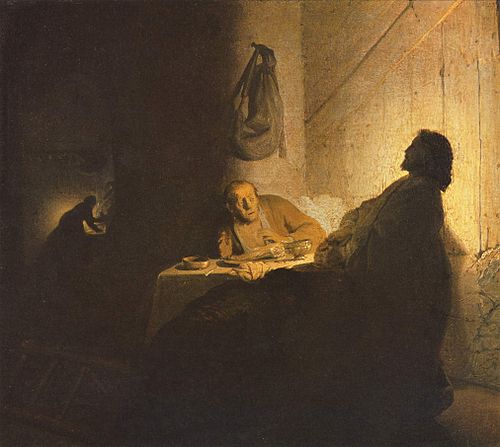 Les pélerins d'Emmaüs, 1628, Rembrandt