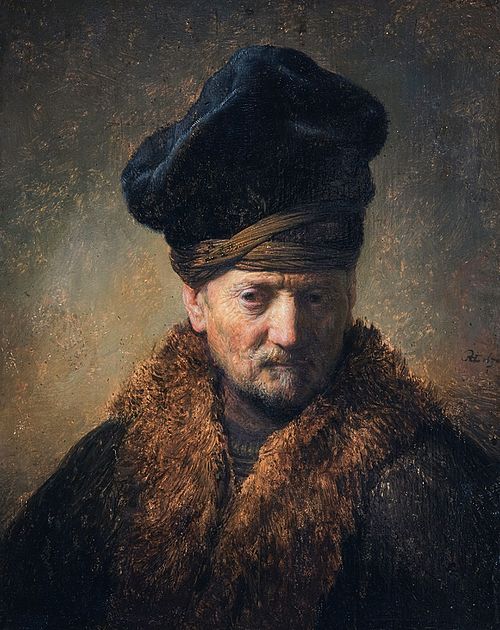 Buste d'un vieil homme avec un chapeau en fourrure, 1630, Rembrandt