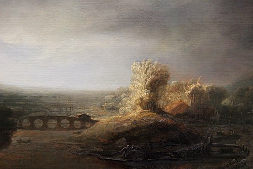 Landscape with a seven arched bridge, 1638, Rembrandt