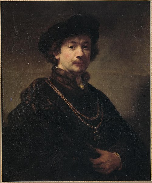 Self-portrait with beret, gold chain, and medal, 1641, Rembrandt