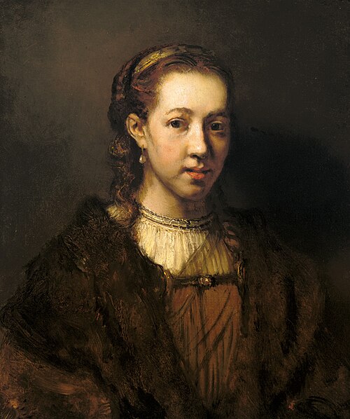 Half length figure of a woman in fanciful costume, 1653, Rembrandt
