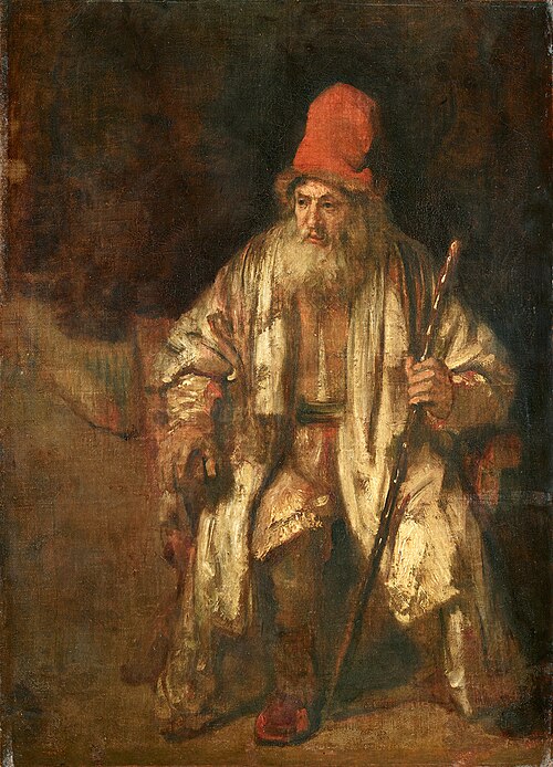 Portrait of a Seated Old Man Wearing a Red Hat, 1650, Rembrandt