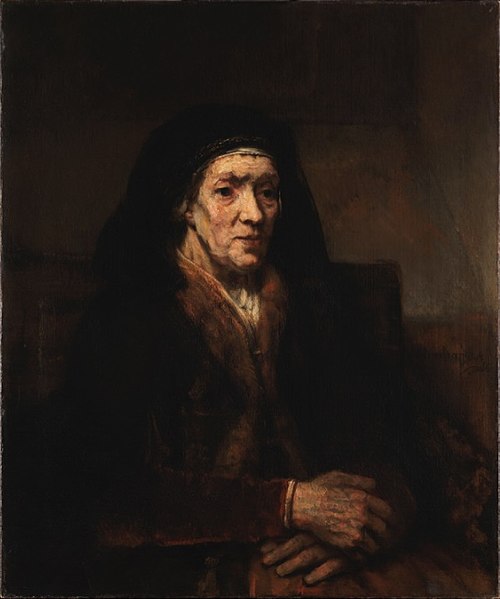 Portrait of a Seated Old Woman with Clasped Hands, 1661, Rembrandt