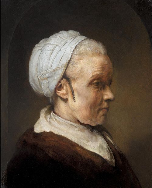 Bust of an old woman in a white cap, 1640, Rembrandt