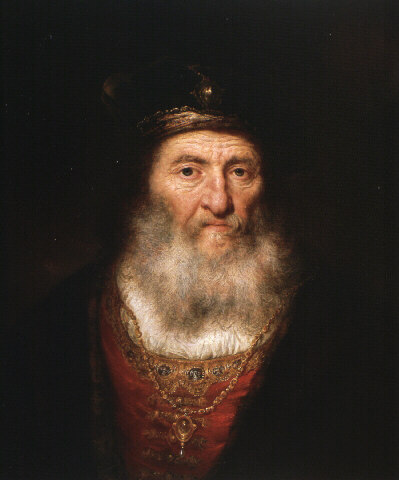 Old man with beard and beret wearing a medaillon, 1637, Rembrandt