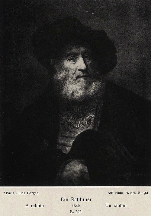 Old man with beard and beret and hand in his cloak, 1642, Rembrandt