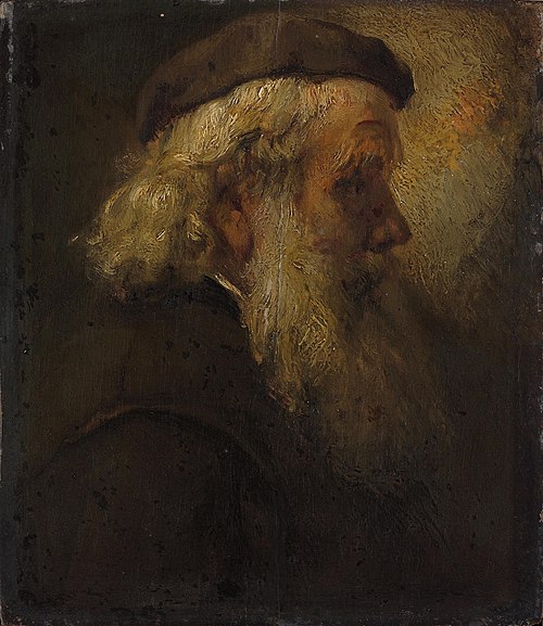 Head of a Bearded Old Man in Beret, seen in Profile, 1640, Rembrandt