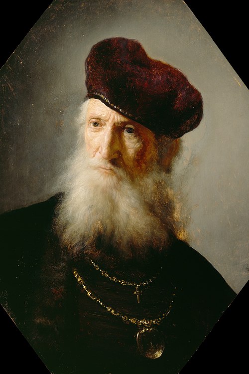 Head of a Bearded Old Man in High Beret, 1630, Rembrandt