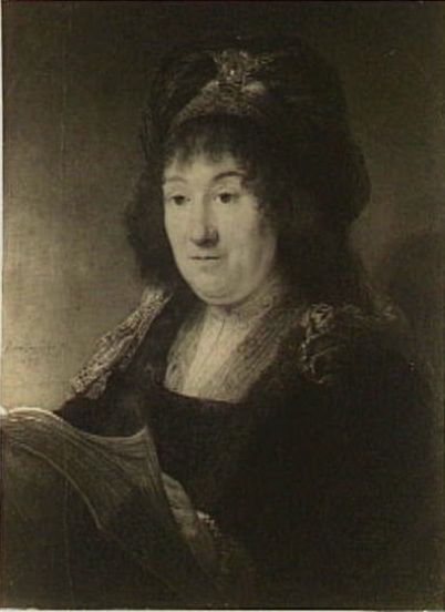 Woman wearing a turban holding a book, 1630, Rembrandt