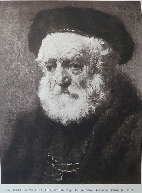Old man with beard and beret, 1643, Rembrandt