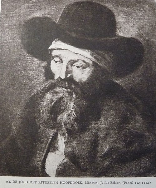 Half-length portrait of a man with beard and headscarf under his hat, 1650, Rembrandt