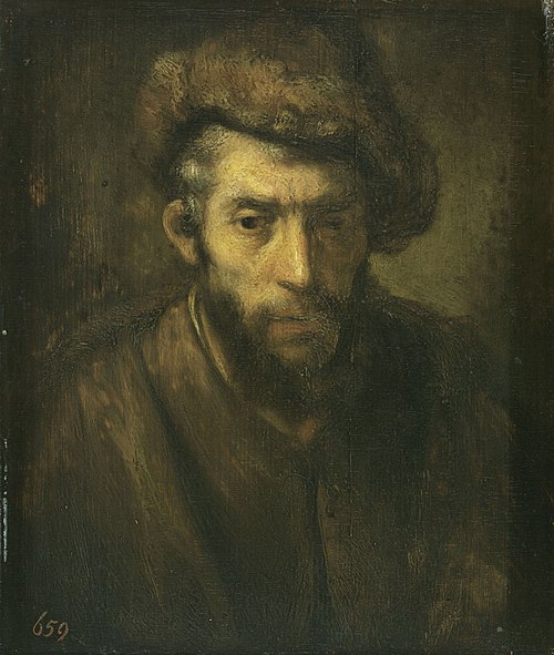 Bust of a man with a fur hat, 1645, Rembrandt