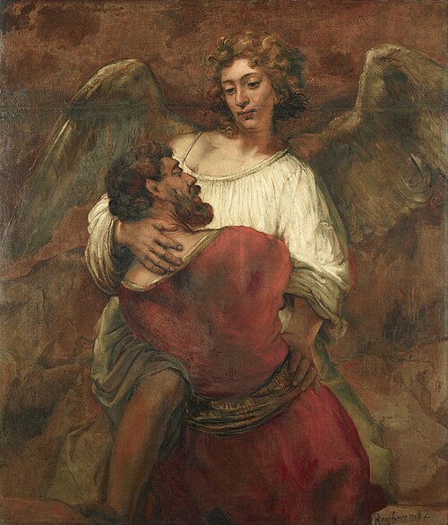 Jacob wrestling with the angel, 1659, Rembrandt