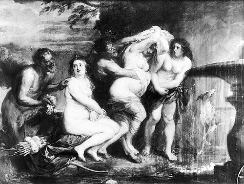 Diana and two nymphs surprised by satyrs while bathing, 1636, Pierre Paul Rubens