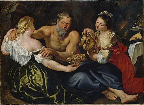 Lot and his daughters in a rock grotto, 1610, Pierre Paul Rubens
