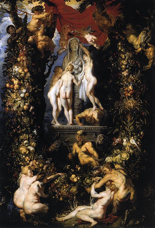 Nature adorning the three graces, 1615, Pierre Paul Rubens
