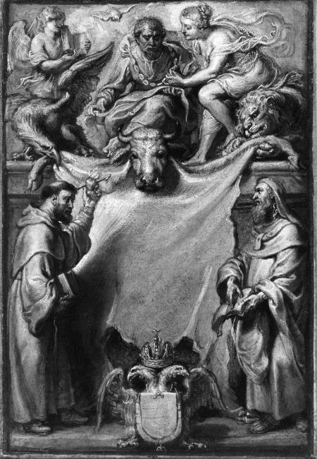 Modello for the Title-Page to Corderius's 'Commentaries on Saint Luke', 1628, Pierre Paul Rubens