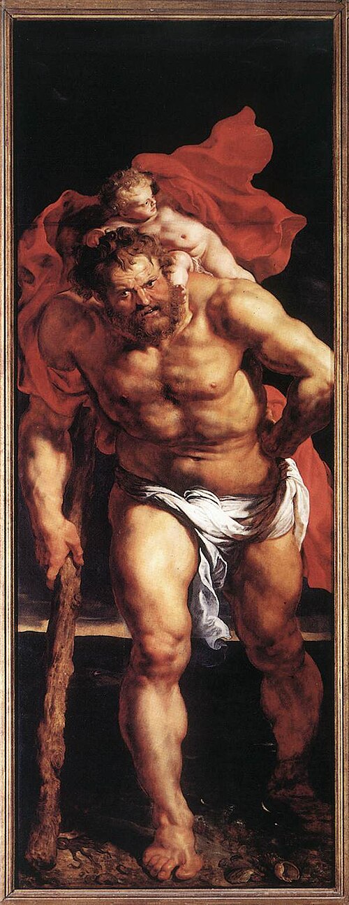 Saint Christopher (left outer door), 1612, Pierre Paul Rubens