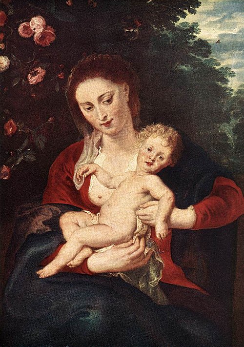 Madonna and Child with Periwinkle, 1620, Pierre Paul Rubens