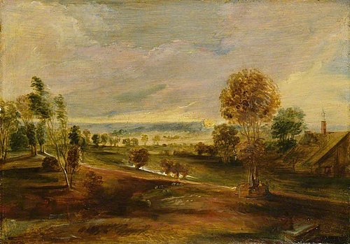 Landscape with Farm Buildings at Sunset, 1620, Pierre Paul Rubens
