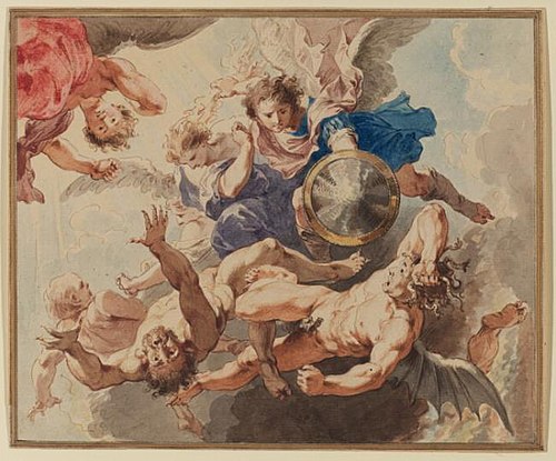 The archangel Michael casting out the rebel angels (Book of Revelation 12:7-9, 17th century, 1730, Pierre Paul Rubens