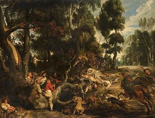 Landscape with a Boar Hunt, 1618, Pierre Paul Rubens