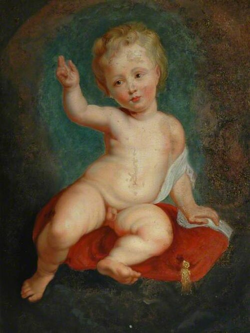 Child Seated on a Red Cushion, , Pierre Paul Rubens