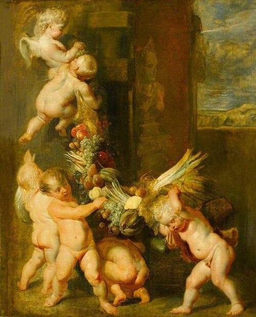 Putti Carrying a Festoon of Fruit, , Pierre Paul Rubens