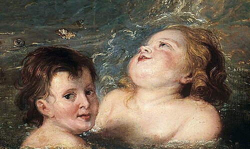 Heads of Two Children Bathing in the Sea, , Pierre Paul Rubens