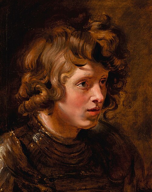 Head of a young man wearing armour, 1614, Pierre Paul Rubens